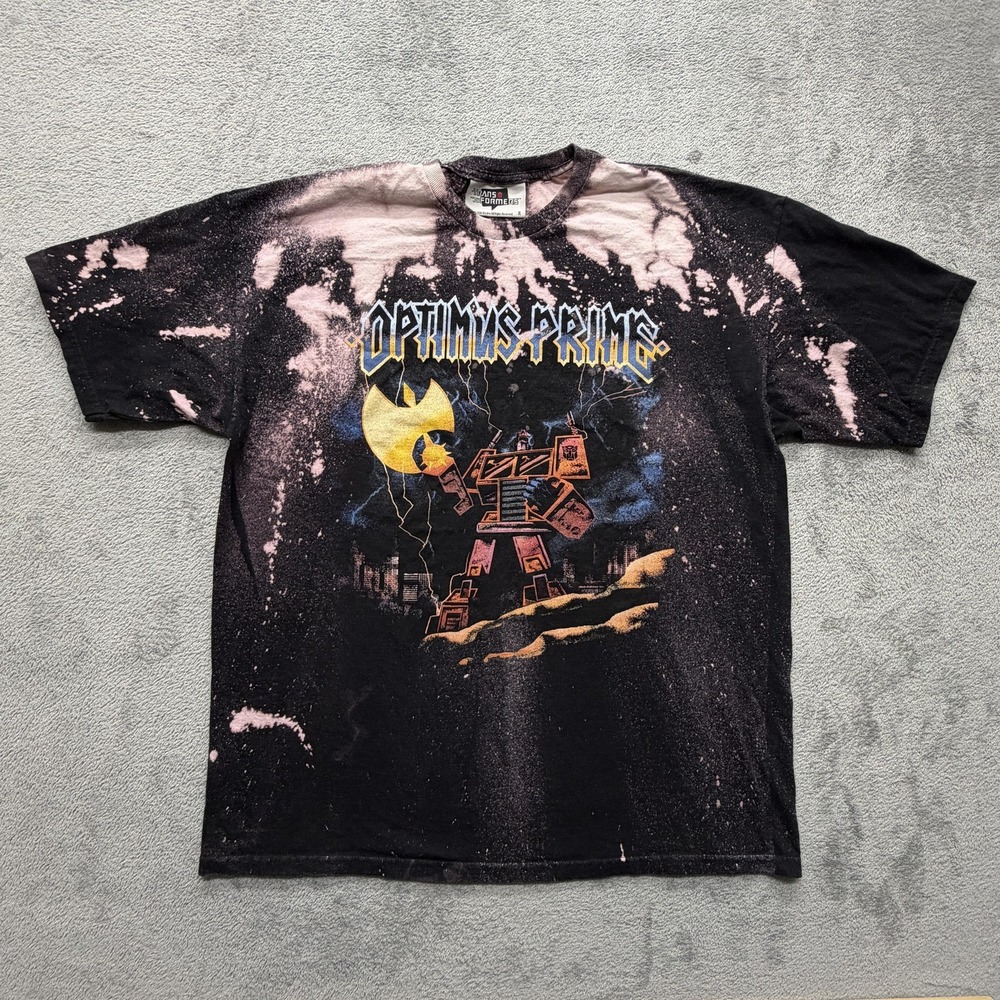 Transformers Optimus‎ Prime Shirt Mens XL Black Bleach Tie Dye Graphic 2016